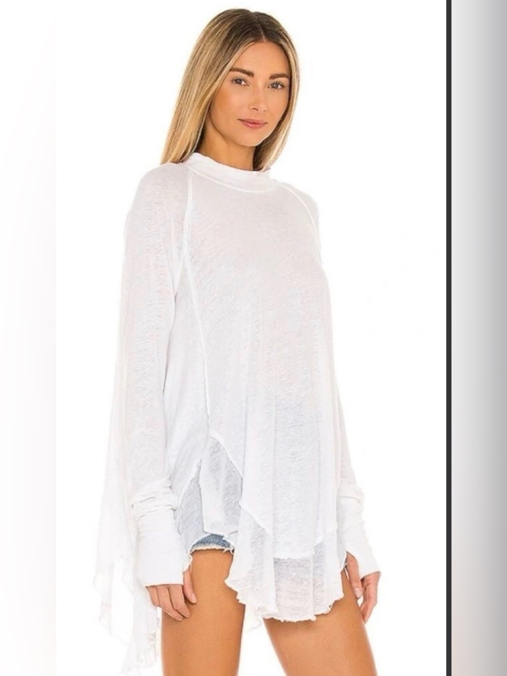 We The Free White Starlight Tee Draped Long-Sleeve Layered Top
